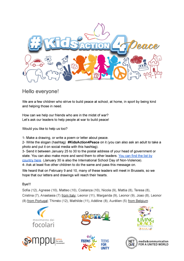 KidsAction4Peace-Would you like to help us too?